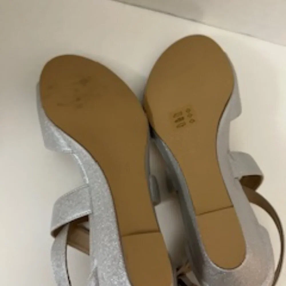 Paradox London Jagger Wedge Silver Sandals Women's 7.5M
